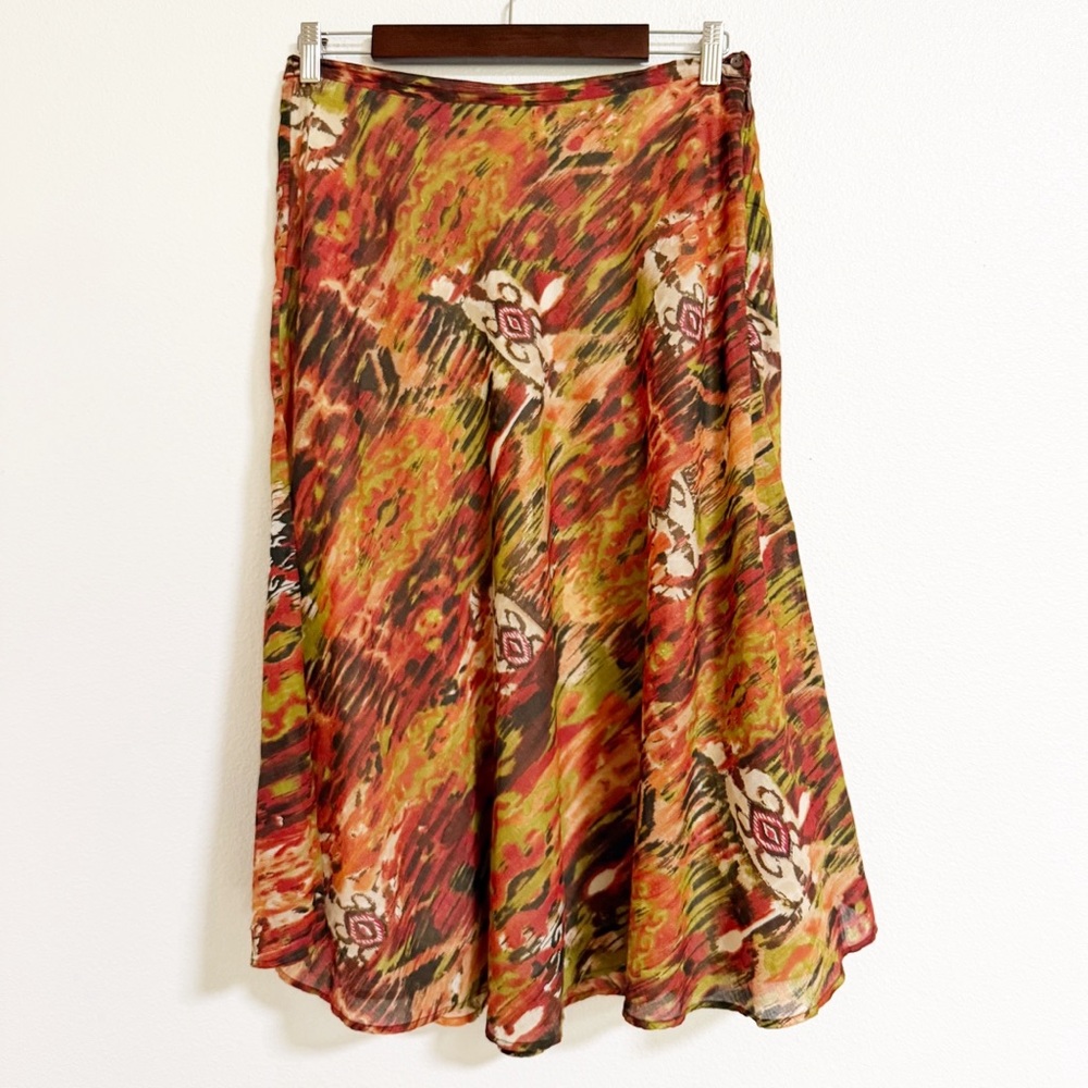 Chicos Ikat Full A Line Midi Skirt
